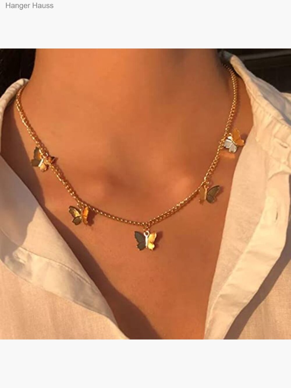 Dainty Gold Butterfly Bow Choker Necklace for Women - Picture 5 of 7